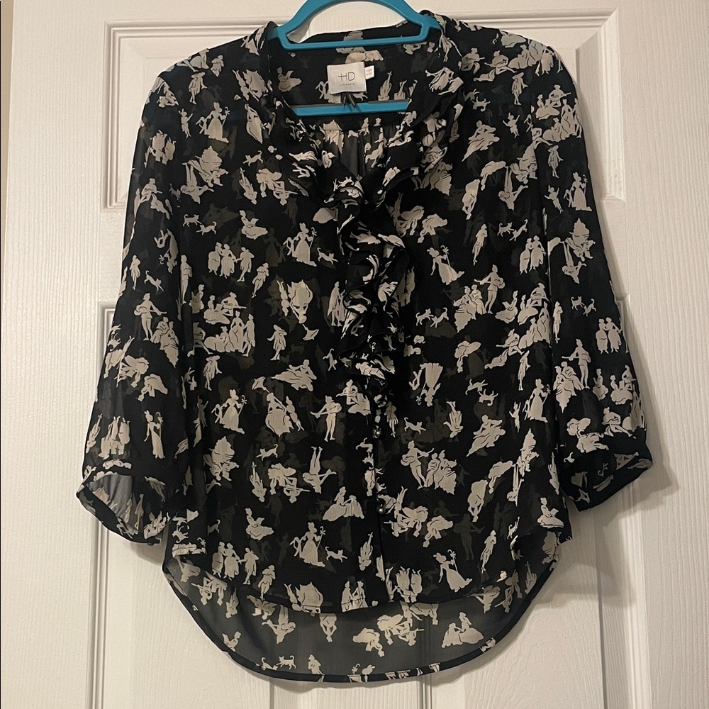 HD in Paris Black and White Patterned Blouse beautiful Anthropologie